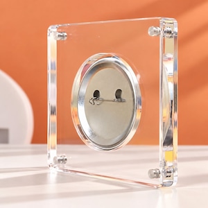 缶バッジ ディスプレイケース アクリル 缶バッジケース 収納 フレーム 透明 マグネット式 缶バッチ 飾る 推し活 グッズ収納 58mm 75mm 対応 2個用 コレクションケース 展示 保管 卓上 インテリア オタ活 商品画像7