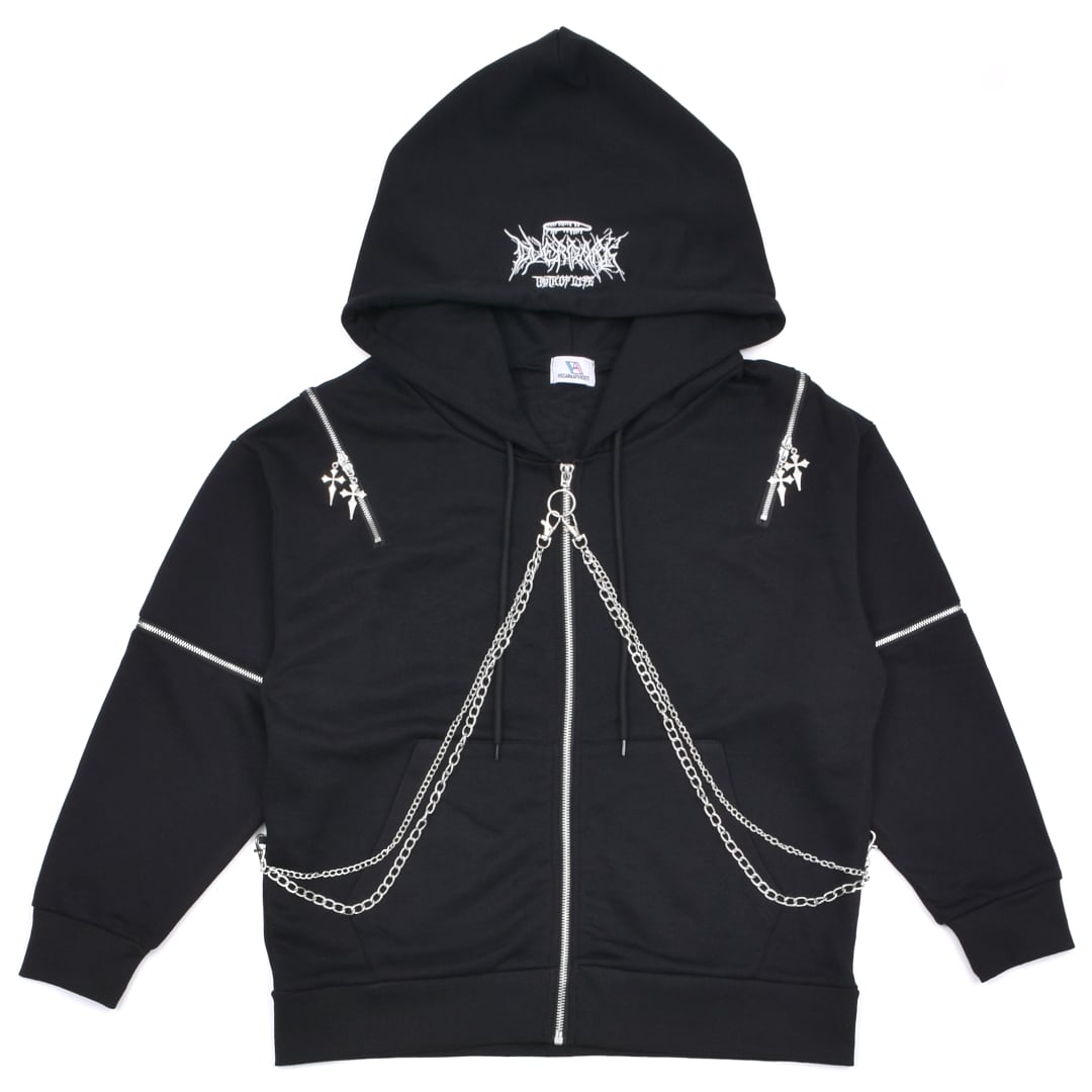 2/19新着】サブカルフード刺繍☆チェーン付きZIPパーカー