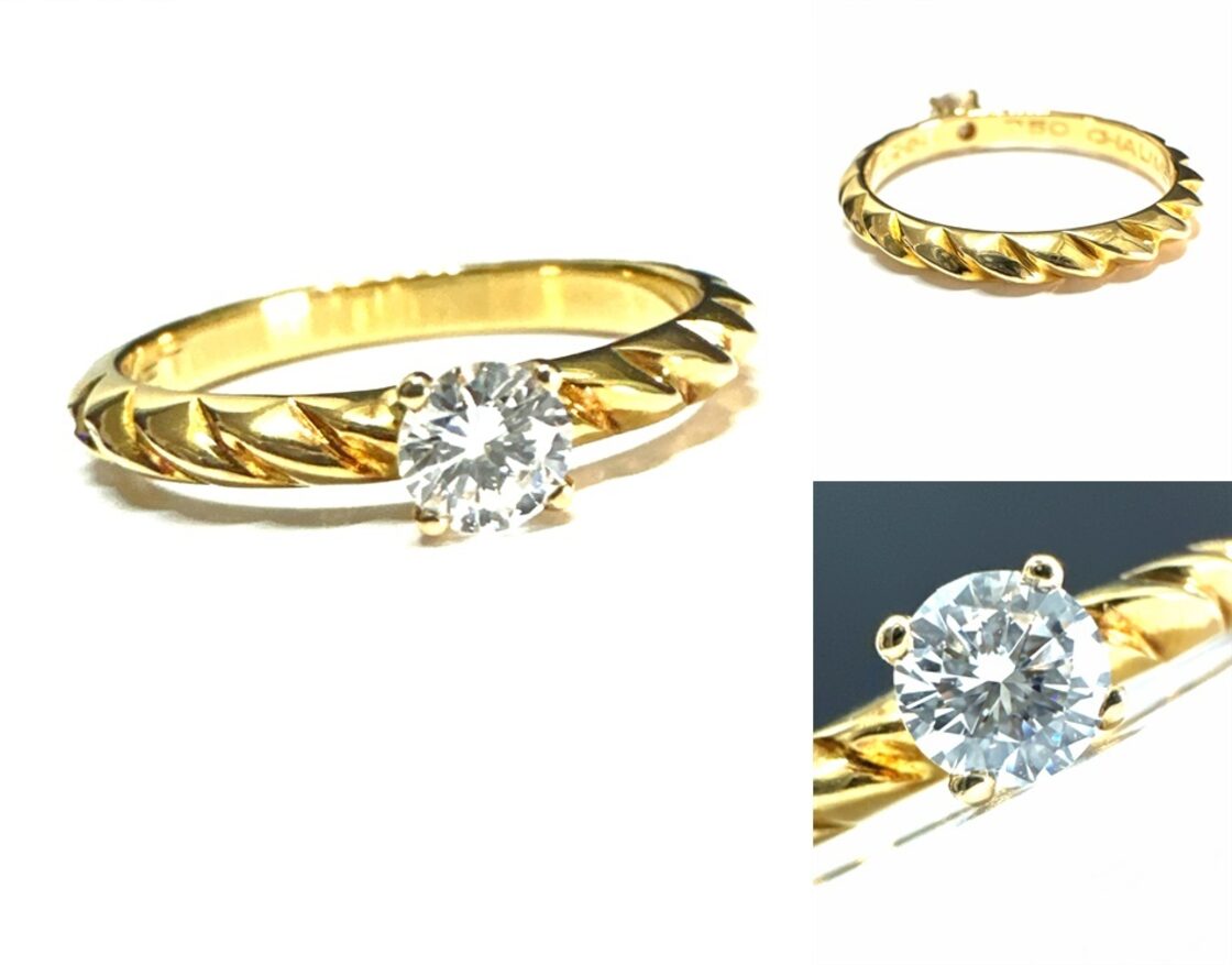 CHAUMET ショーメ トルサード ソリテール ダイヤ リング K18 YG 