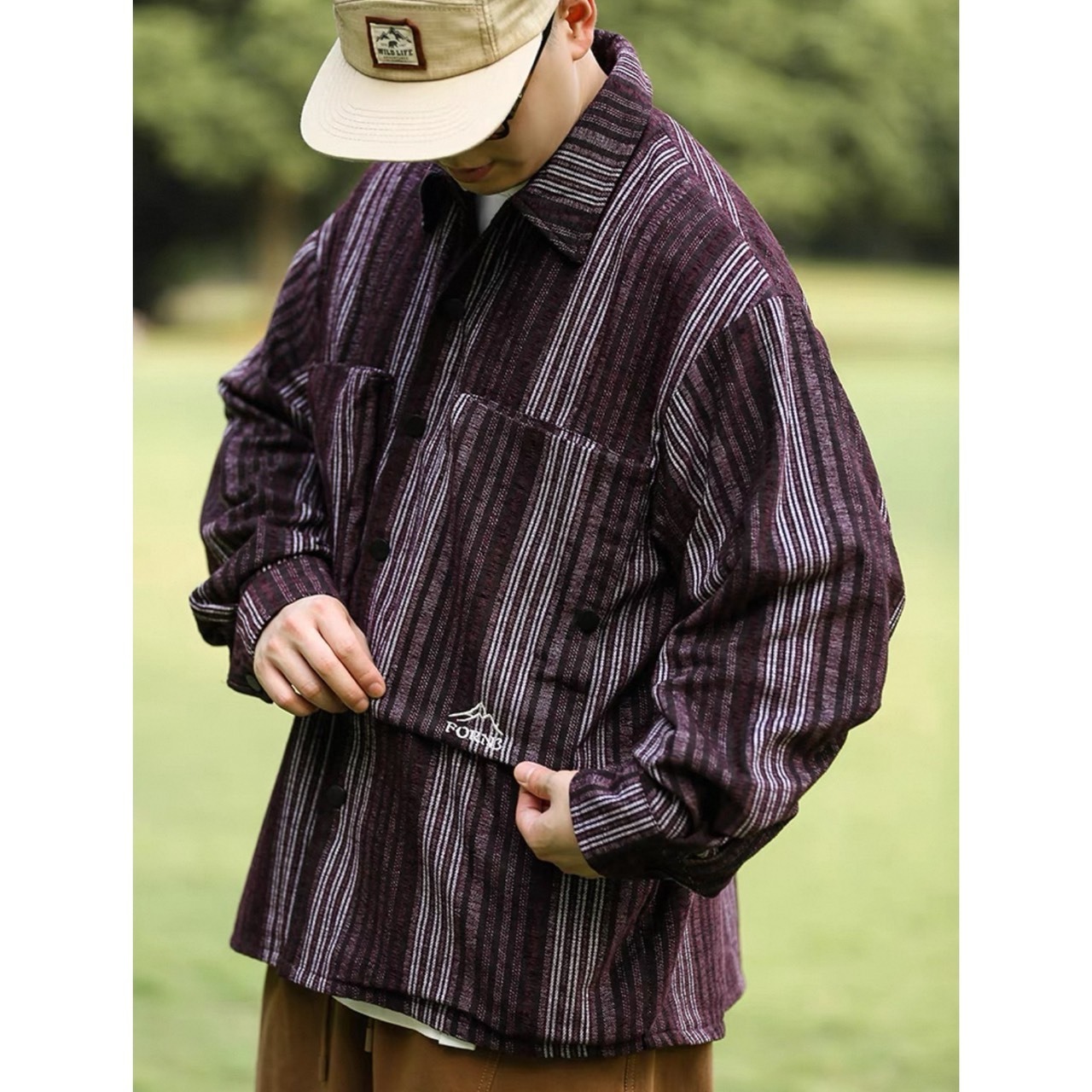 Stripe pattern long sleeve shirt 0438 - 7