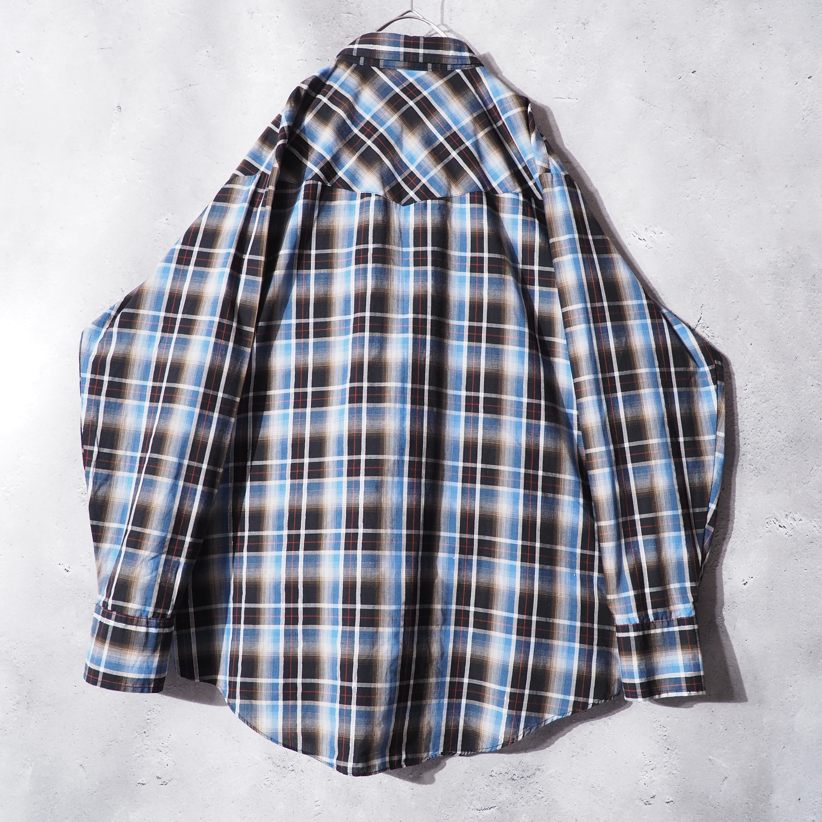 1990s ” Plains ” cold check pattern design loose silhouette vintage western shirt