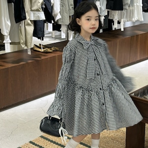 秋レトロ蝶結びデザインワンピース