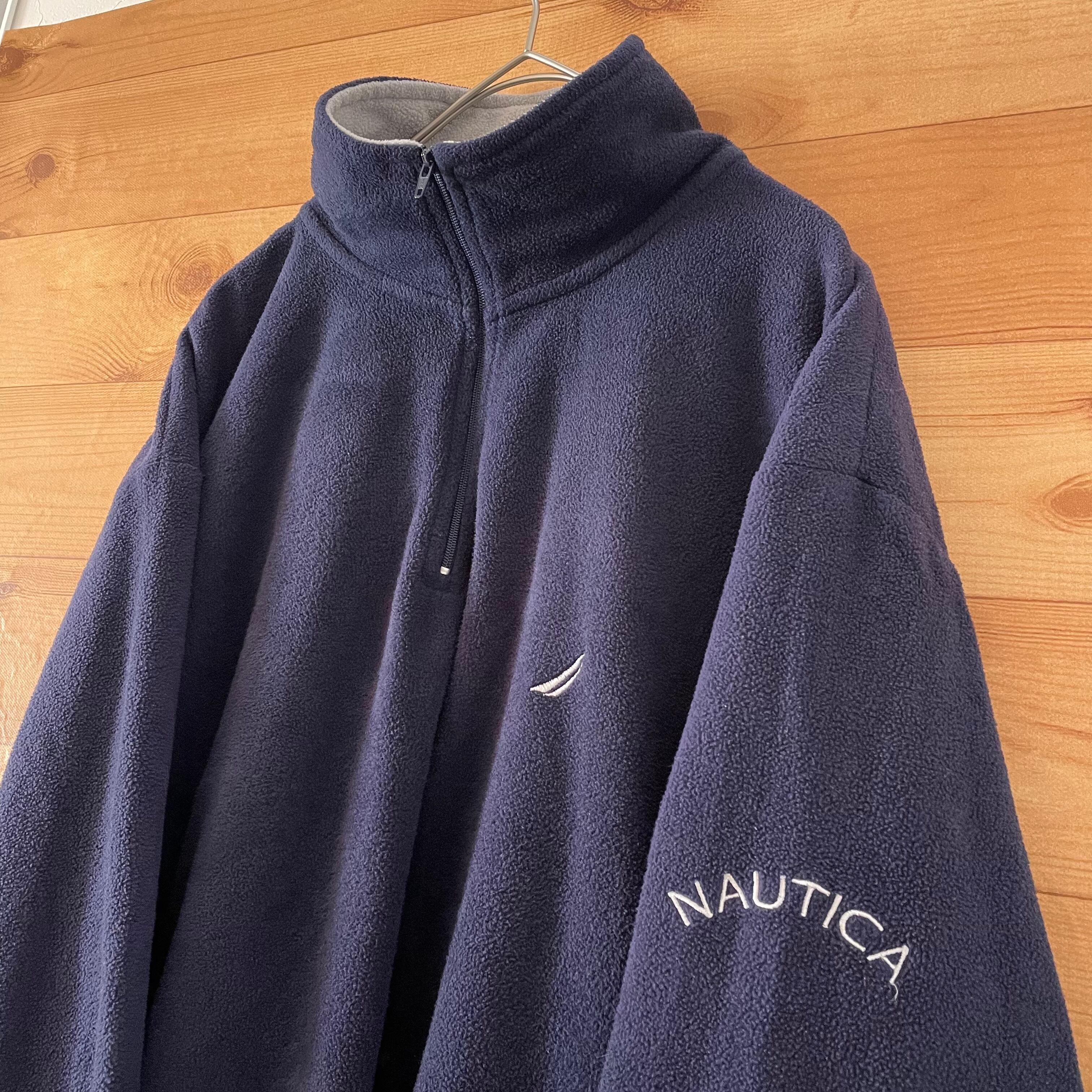 90'sNAUTICAﾉｰﾃｨｶ ﾊｰﾌZIPﾌﾘｰｽ地ﾌﾟﾙｵｰﾊﾞｰ