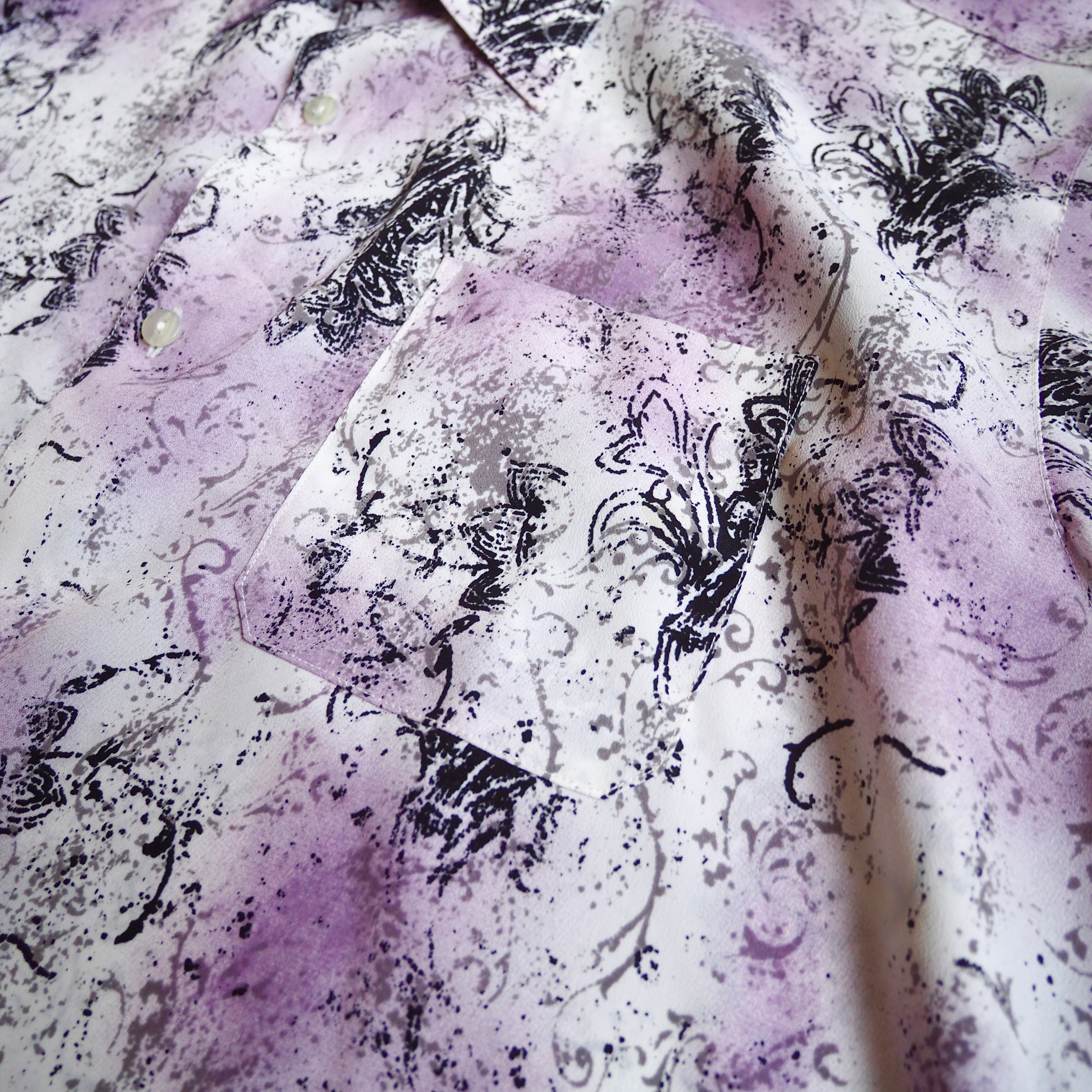 ” 紫煙 ” Bewitching Tribal art Full pattern Drape loose SS shirt