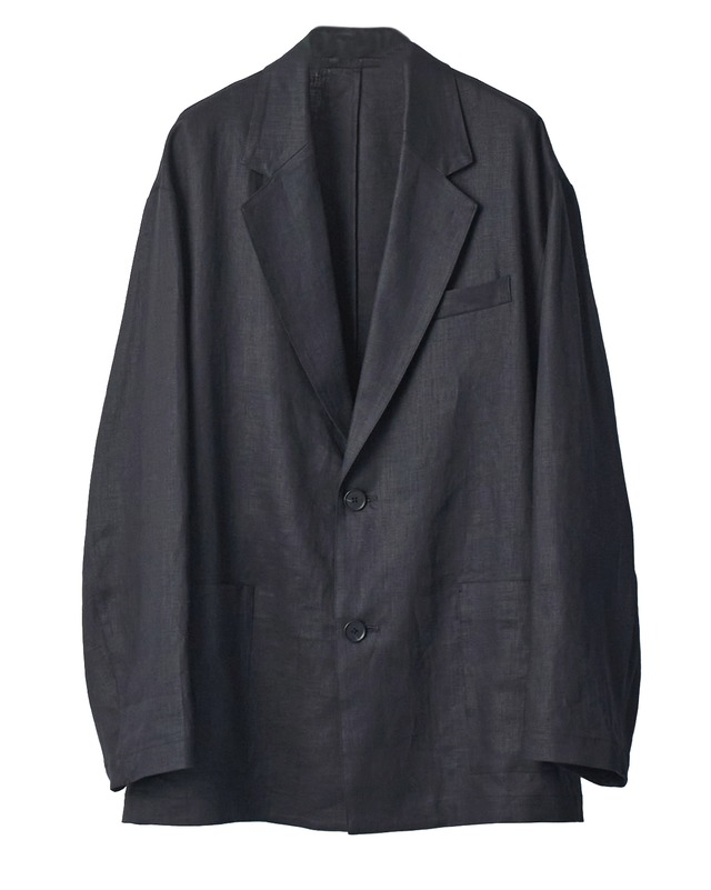 ssstein "LIGHT LINEN EASY SINGLE BREASTED JACKET〔BLACK〕"