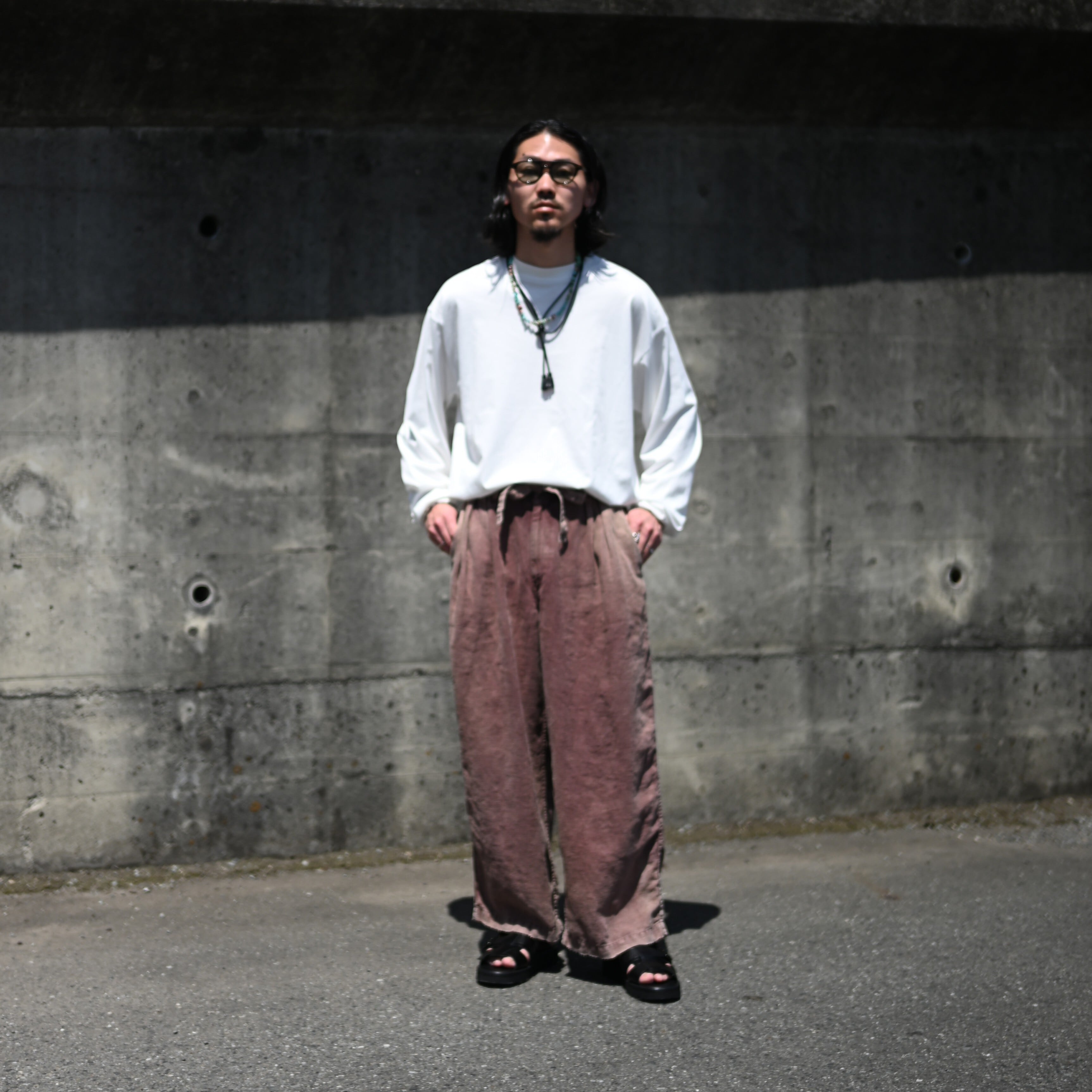 ANACHRONORM / FADED SULFUR DYED LINEN WIDE EASY PANTS | GANKO