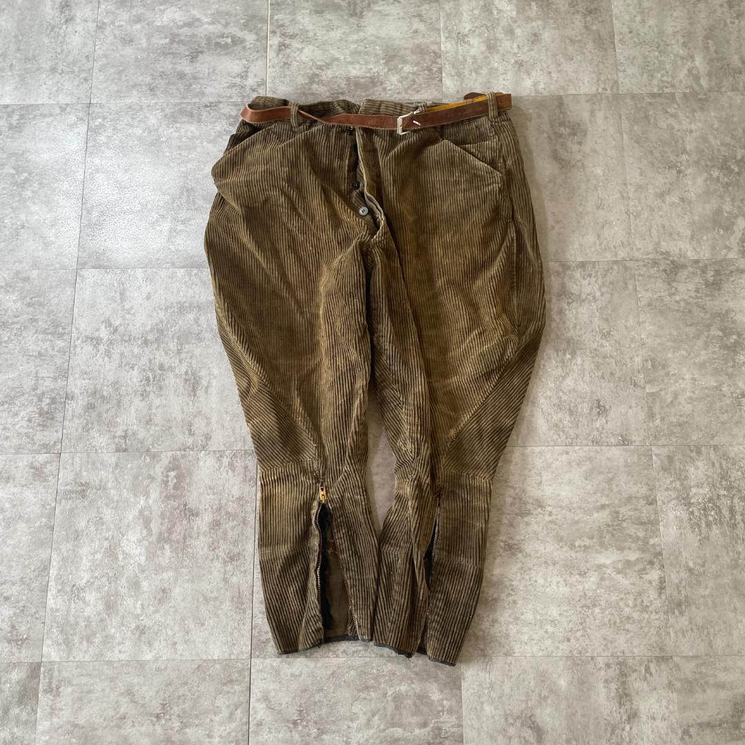 40s 50sフレンチ ヴィンテージ コーデュロイ ジョッパーズパンツ ＸＬ 40s vintageベルト付き ジョッパーズ コーデュロイ ブラウン パンツ | ib2