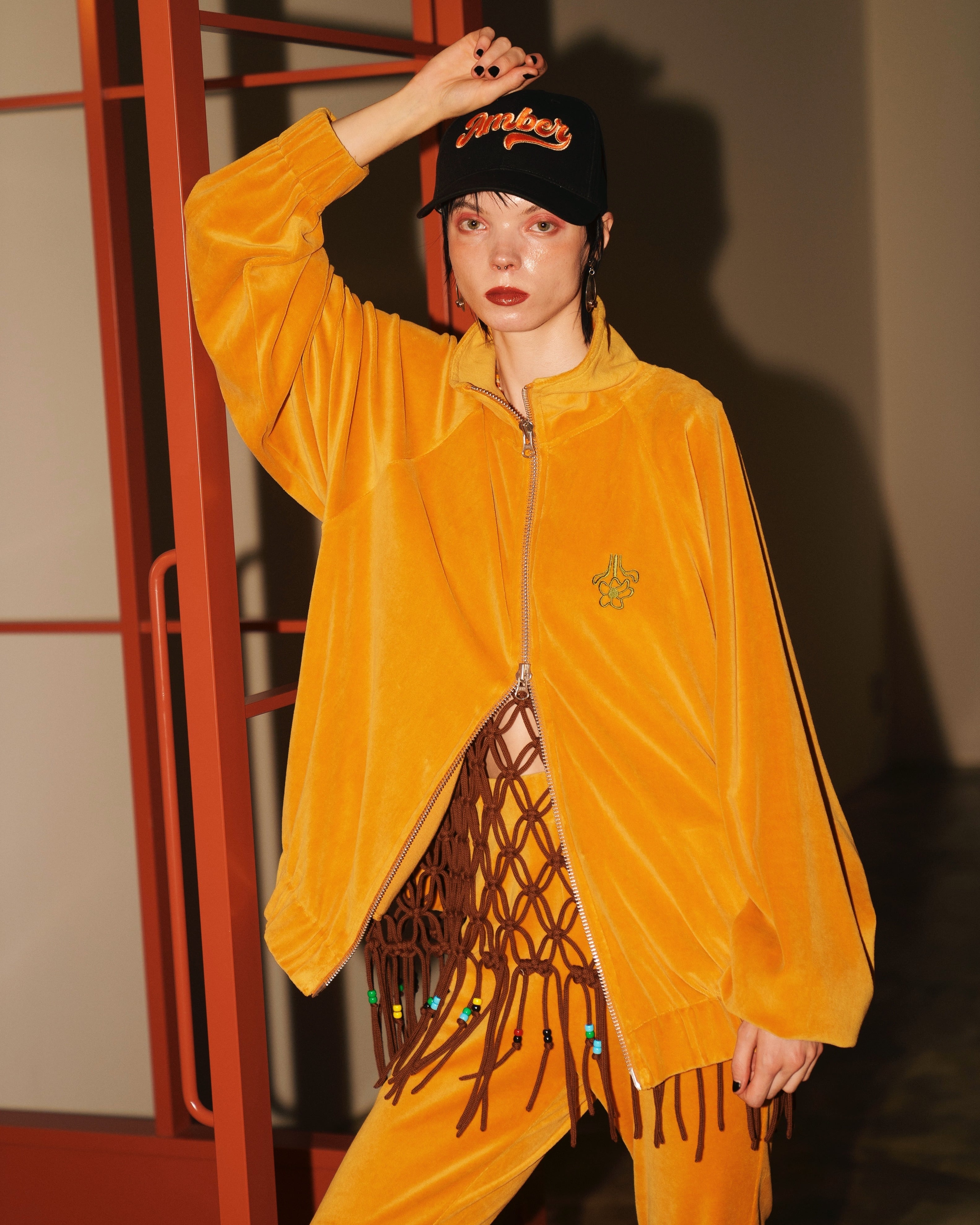 ラスト1点 | Velor Pile Drivers Jacket/Marigold | AMBERGLEAM