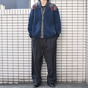 leather switching design knit blouson