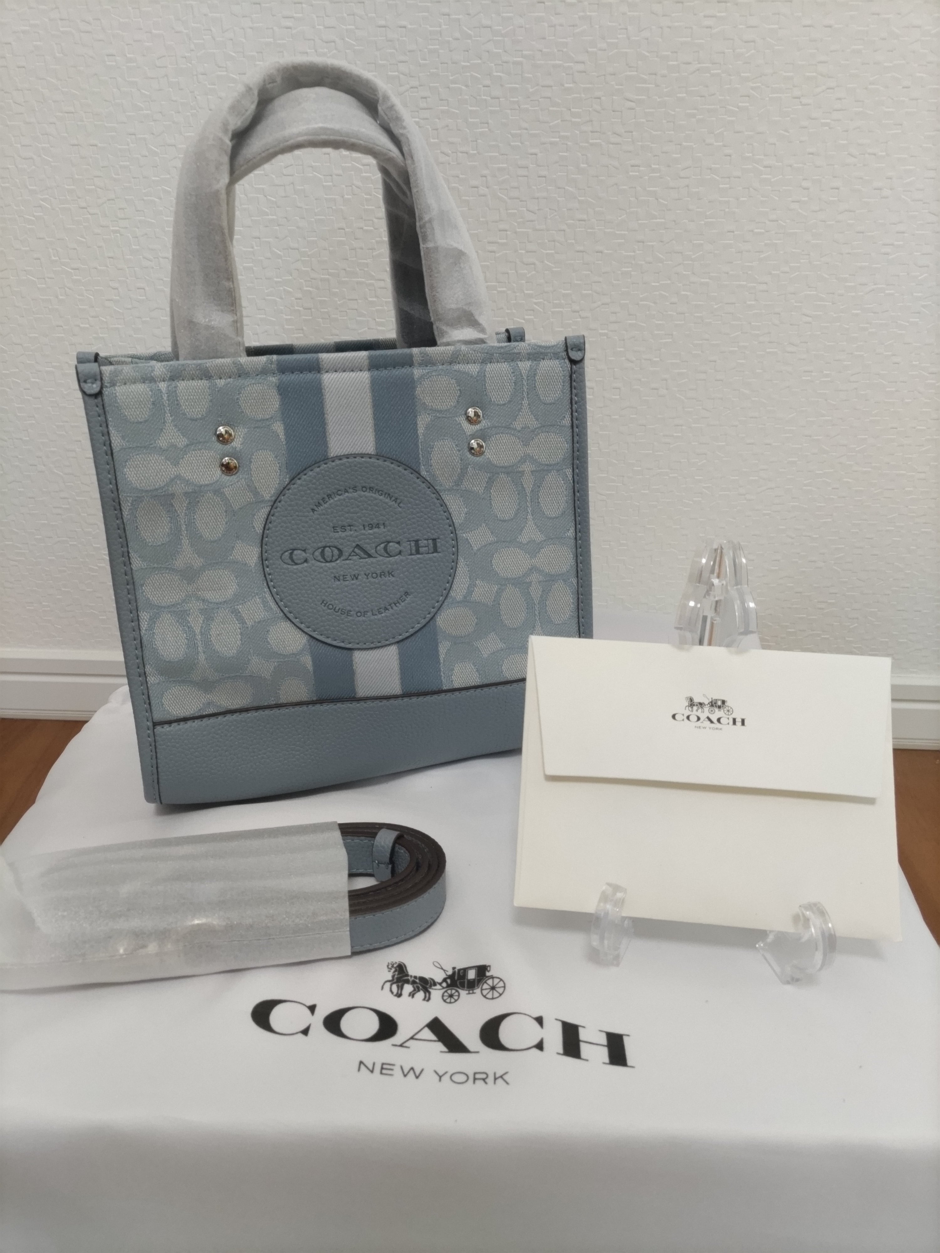 COACH コーチ 最新 トートバッグ ハンド ショルダー ブルー デンプシー 
