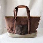 ショルダートートバッグ / Jute cotton Shoulder tote bag  / マロン ブラウン