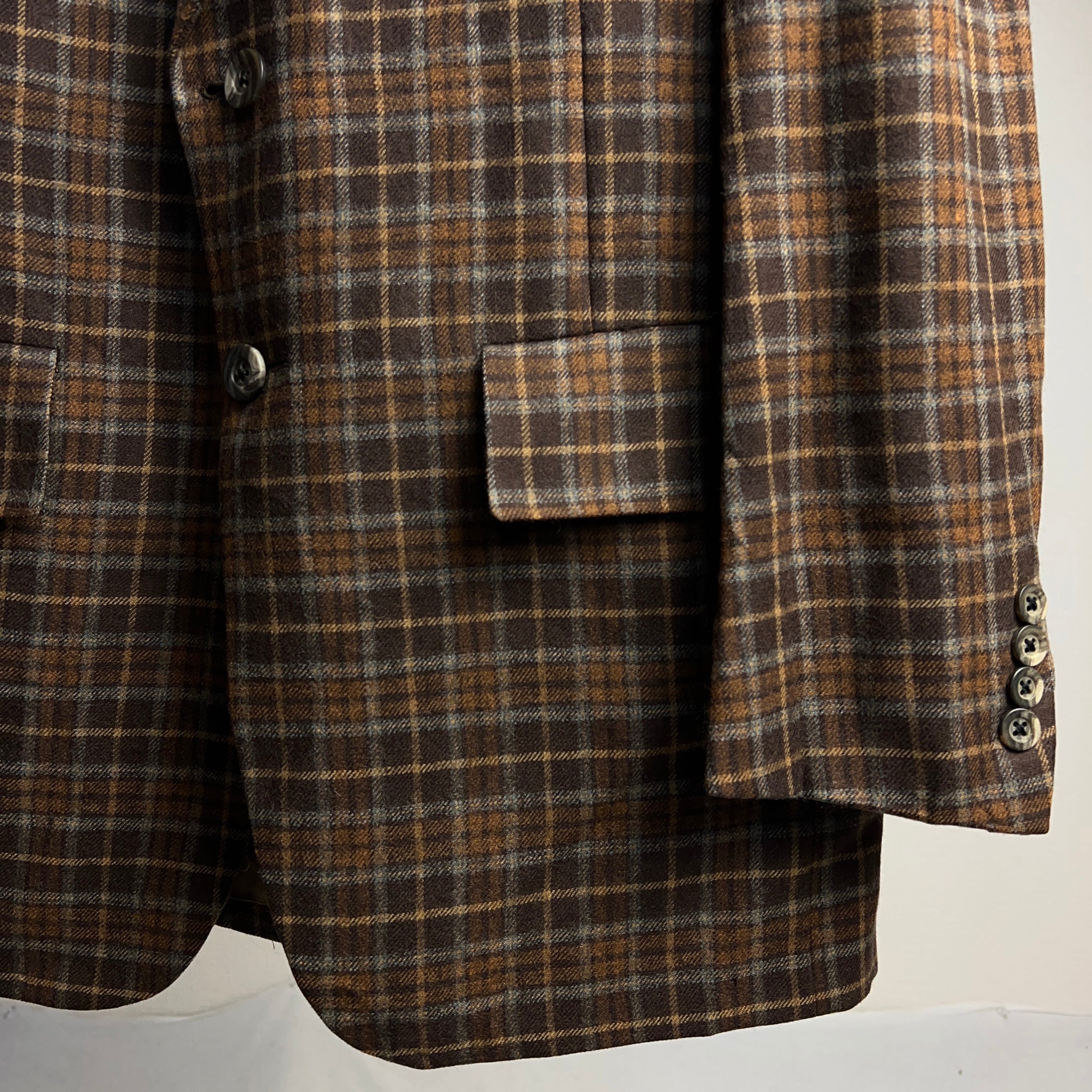 70's~80's “Christian Dior” Plaid Wool Tailored Jacket ディオール