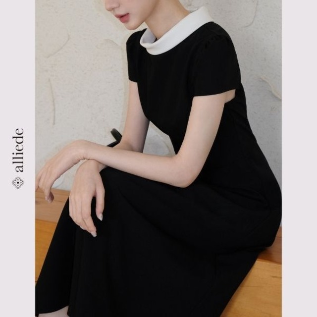 バイカラーフレアワンピース　A2755