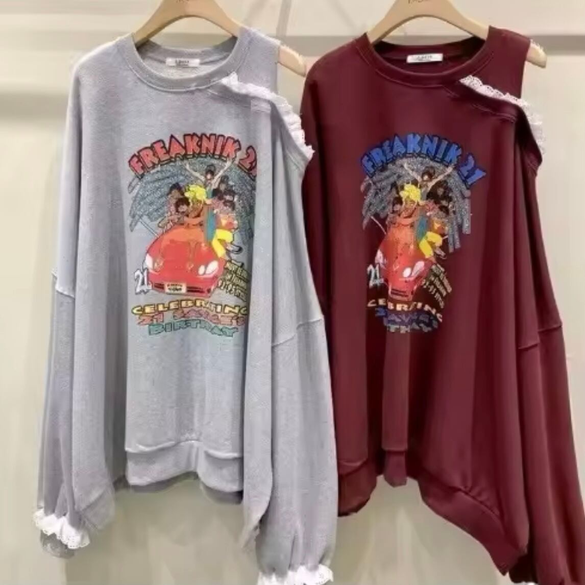 ワンショルルーズスエット