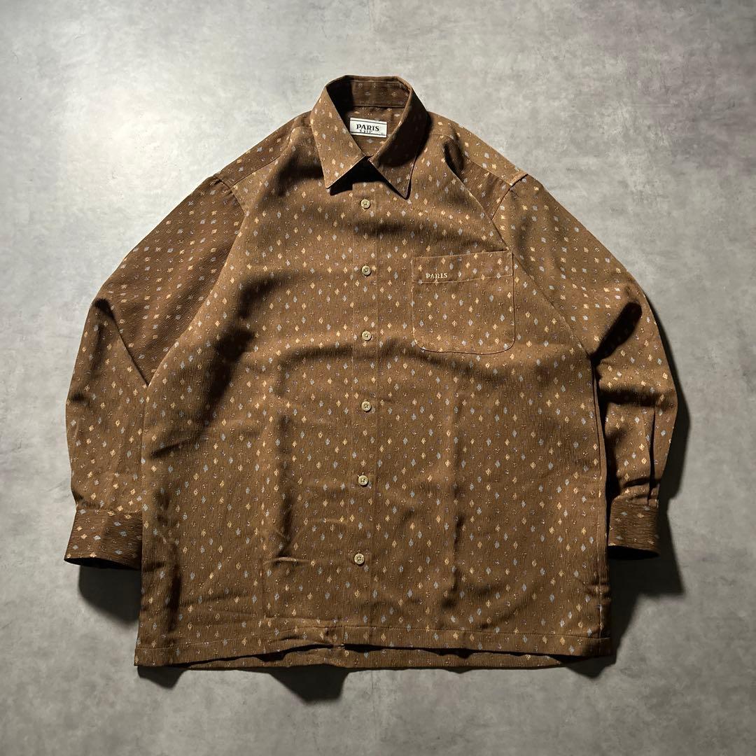 PARIS ベージュ マーブル柄 パターン デザイン レトロ アート シャツ