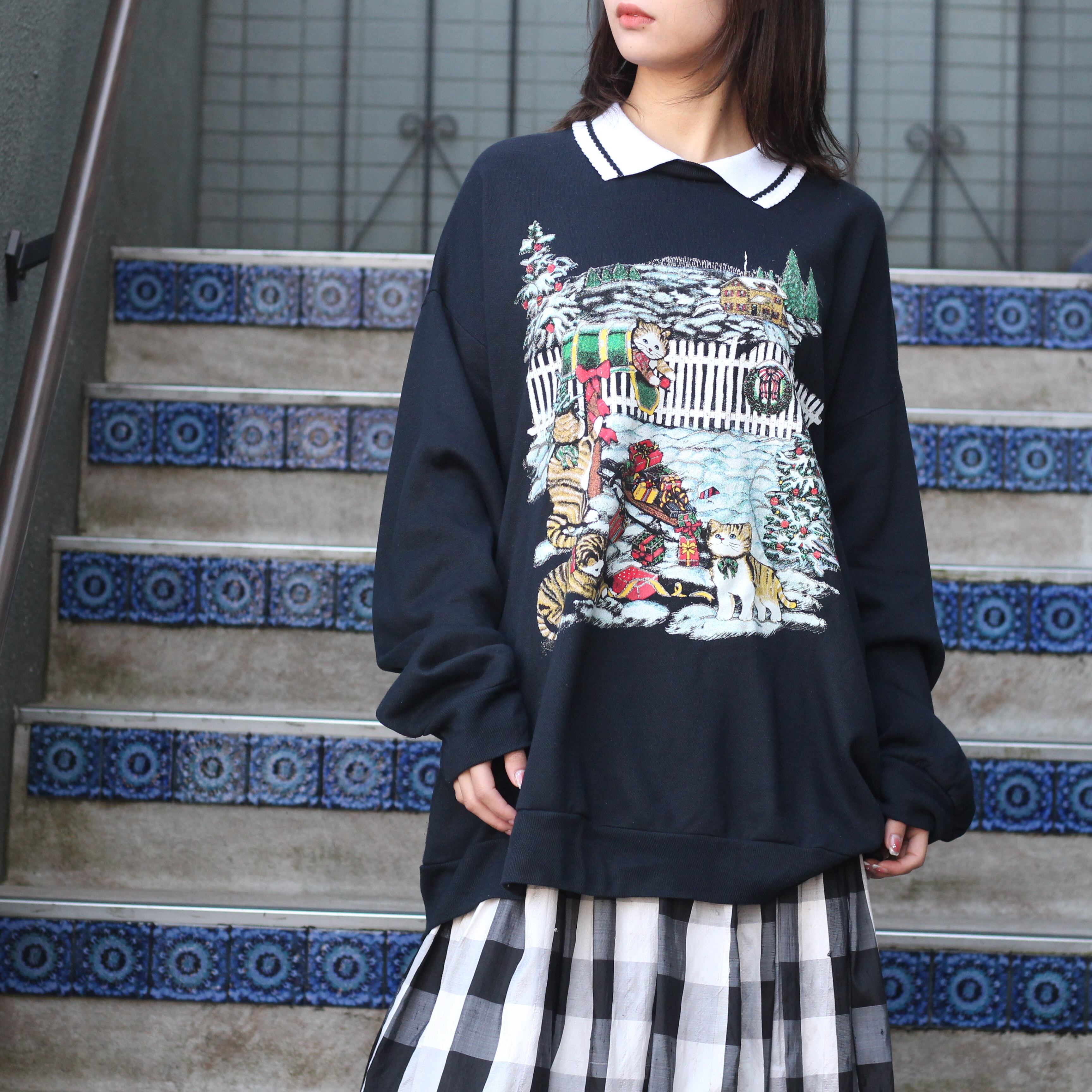 USA VINTAGE CATS DESIGN OVER SWEAT SHIRT/アメリカ古着にゃんこ ...