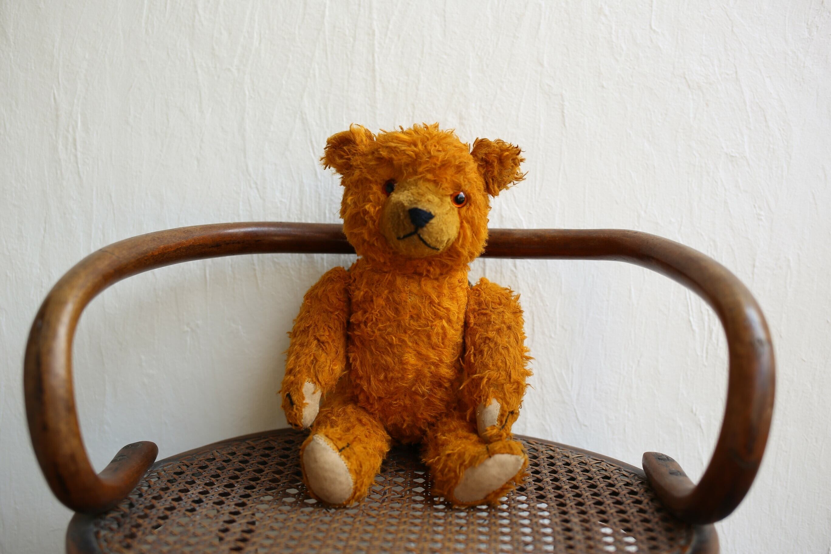 フランス アンティーク ヴィンテージ テディベア オレンジブラウン N-02445