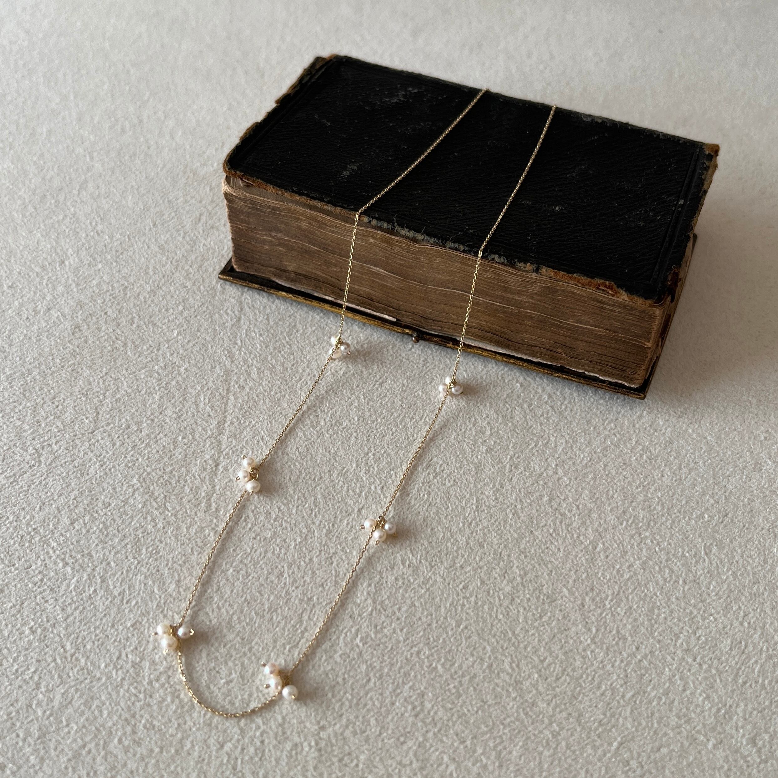 K10 パールのフラワーステーションネックレス