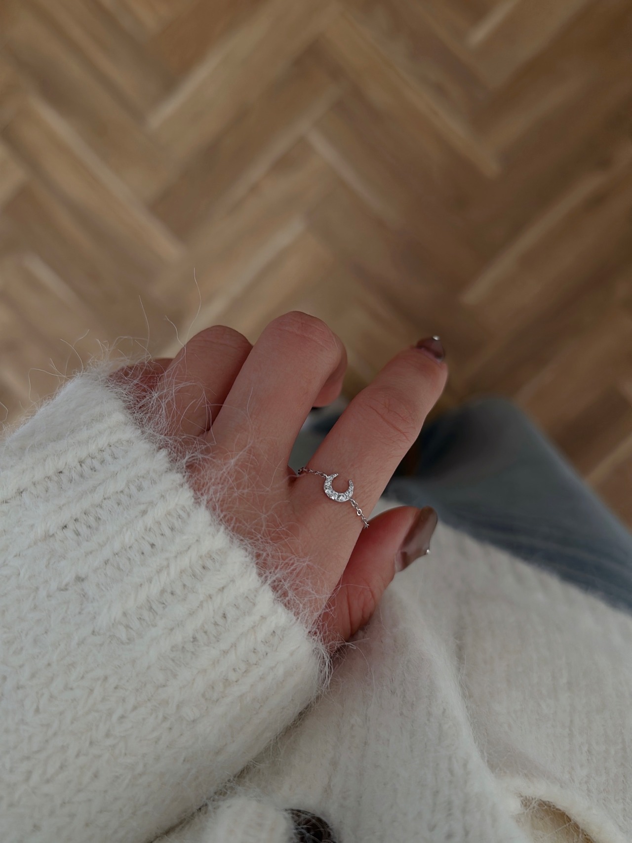 S925 ムーンチェーンリング