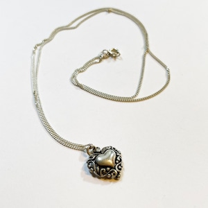 Vintage 925 Silver Heart Pendant Necklace
