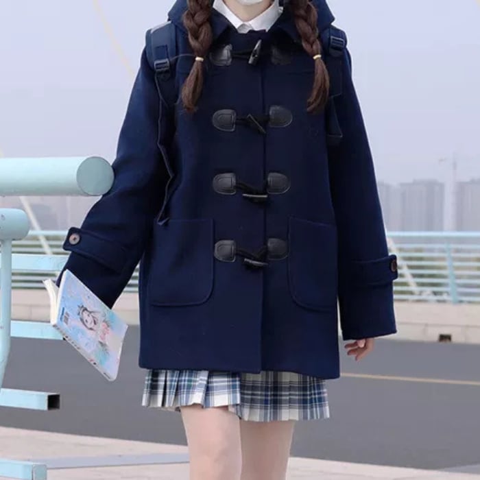 ベーシックなデザインが可愛い♪ ミドル丈 ダッフルコート アウター