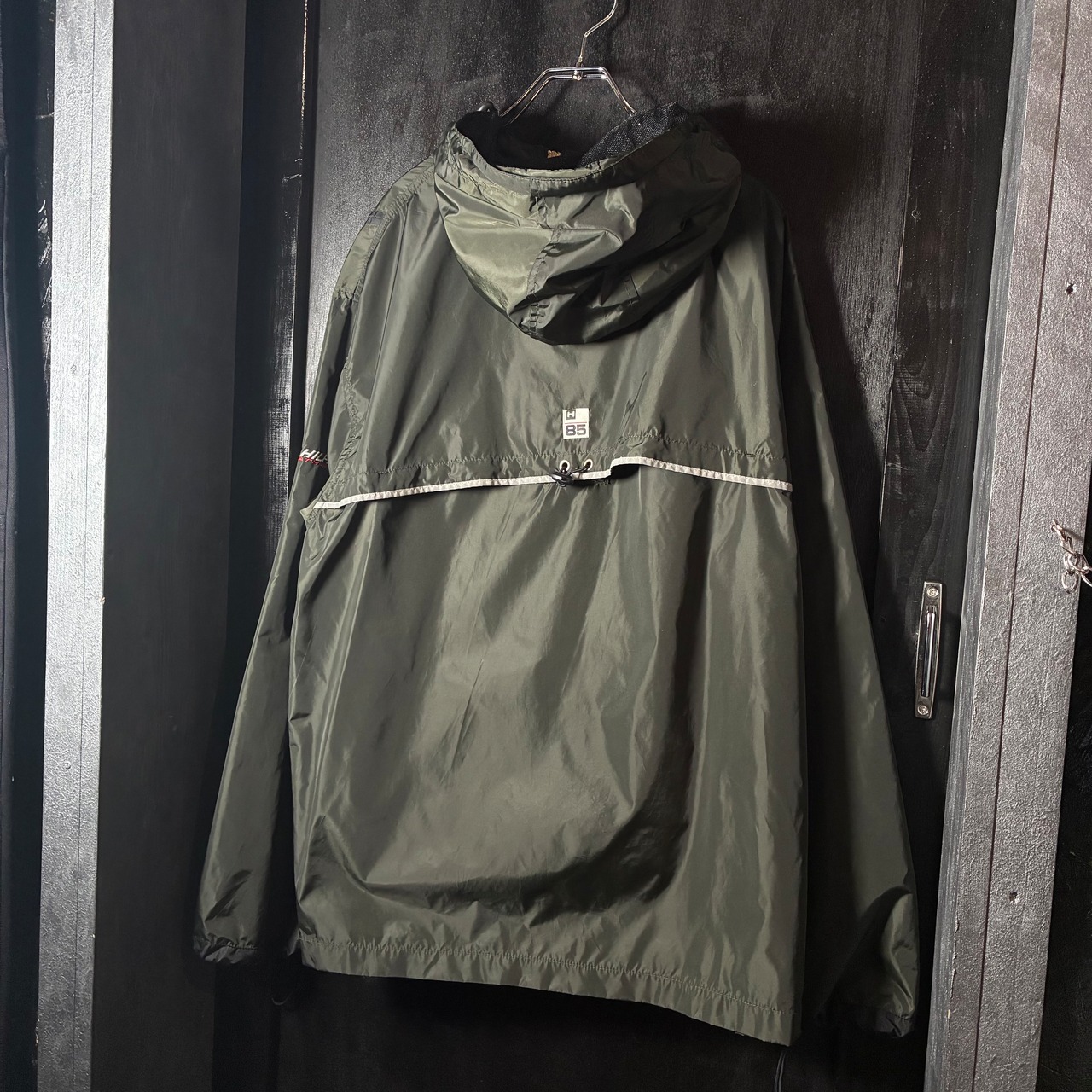 90s TOMMY HILFIGER ナイロンマウンテンパーカー カーキ 袖ロゴ XL