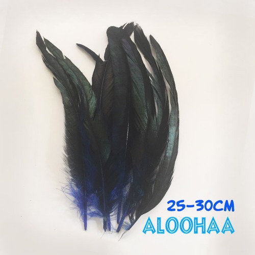 ロングフェザー 【青】#30-002BE25-CT  25~30cm タヒチアン 衣装 材料 ルースターテール 染め 羽根    