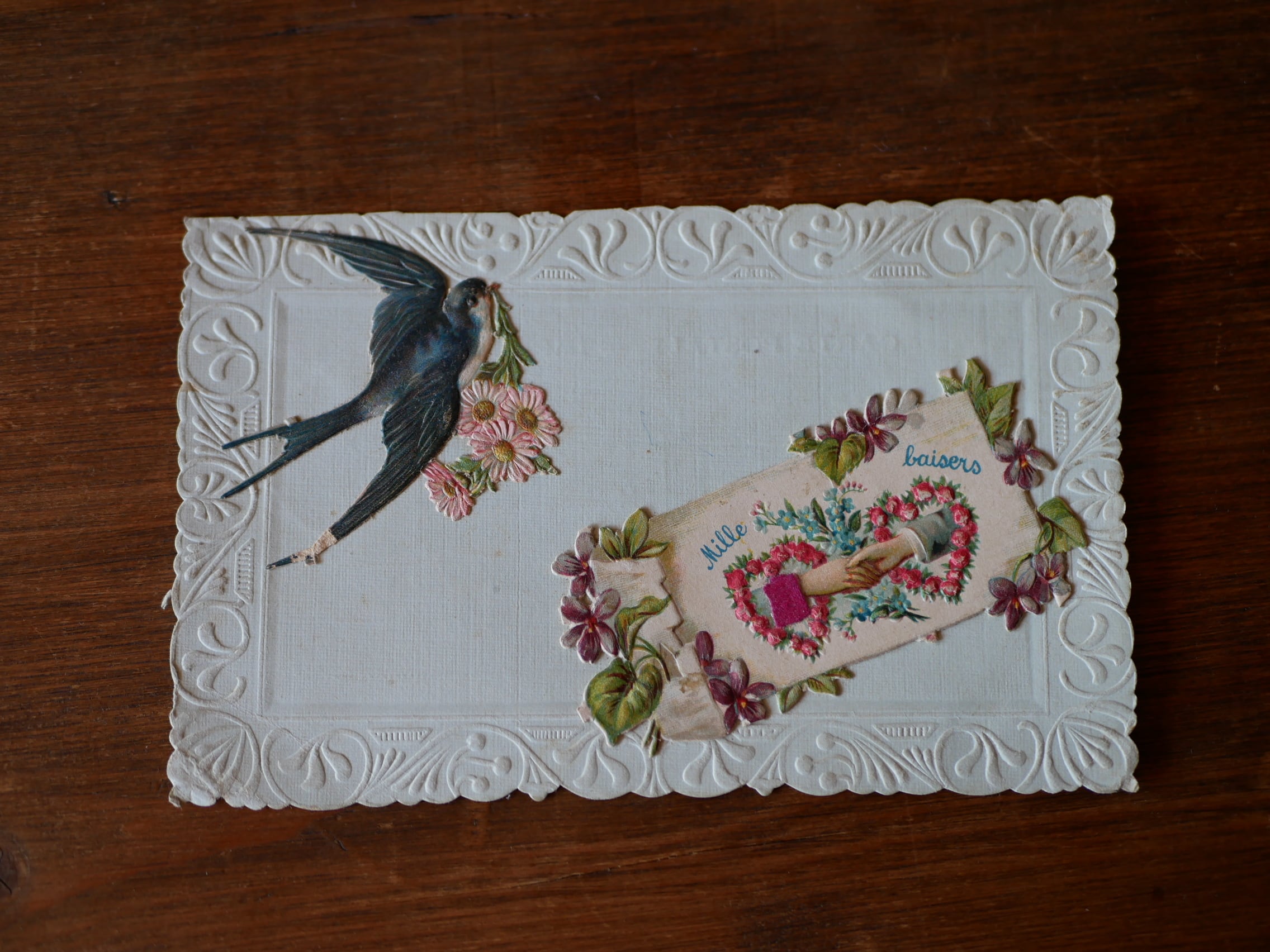 つばめの彫刻がかわいい！　指輪のケース フランスアンティーク つばめの彫刻がかわいい！ 指輪のケース フランスアンティーク