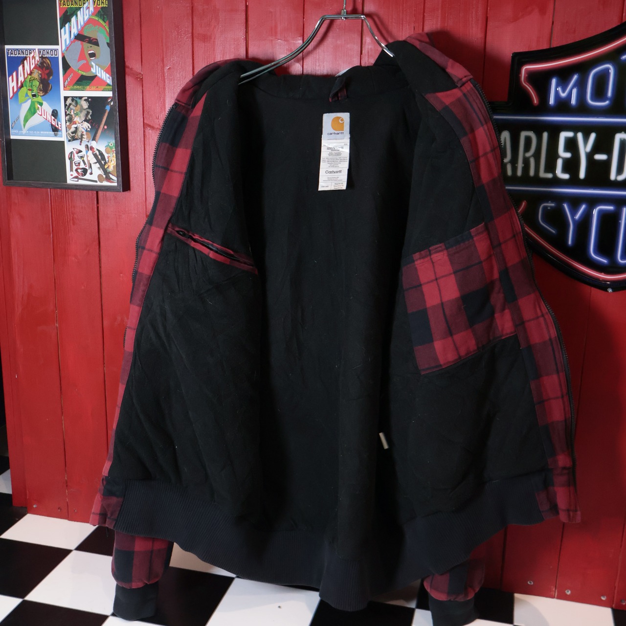 Carhartt アクティブジャケット　ブロックチェック　赤　XL カーハート