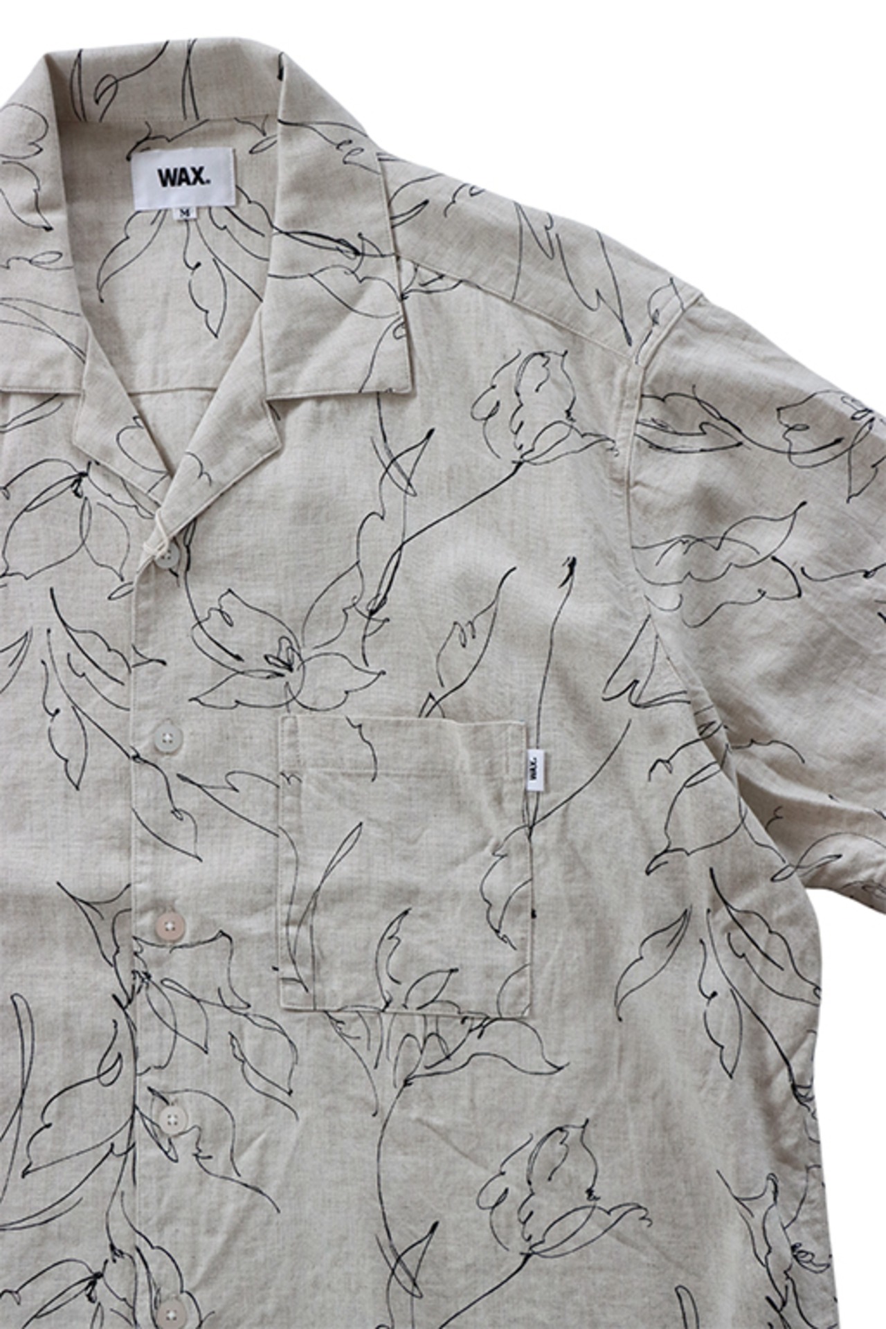 WAX(ワックス) "Printed Rayon Linen Shirts"(NAT)