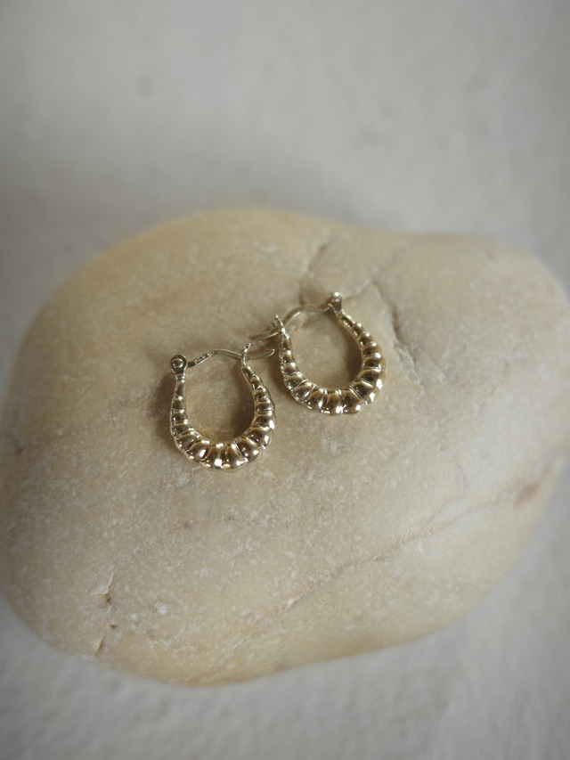 <vintage silver925>petit gold ribbed pierce
