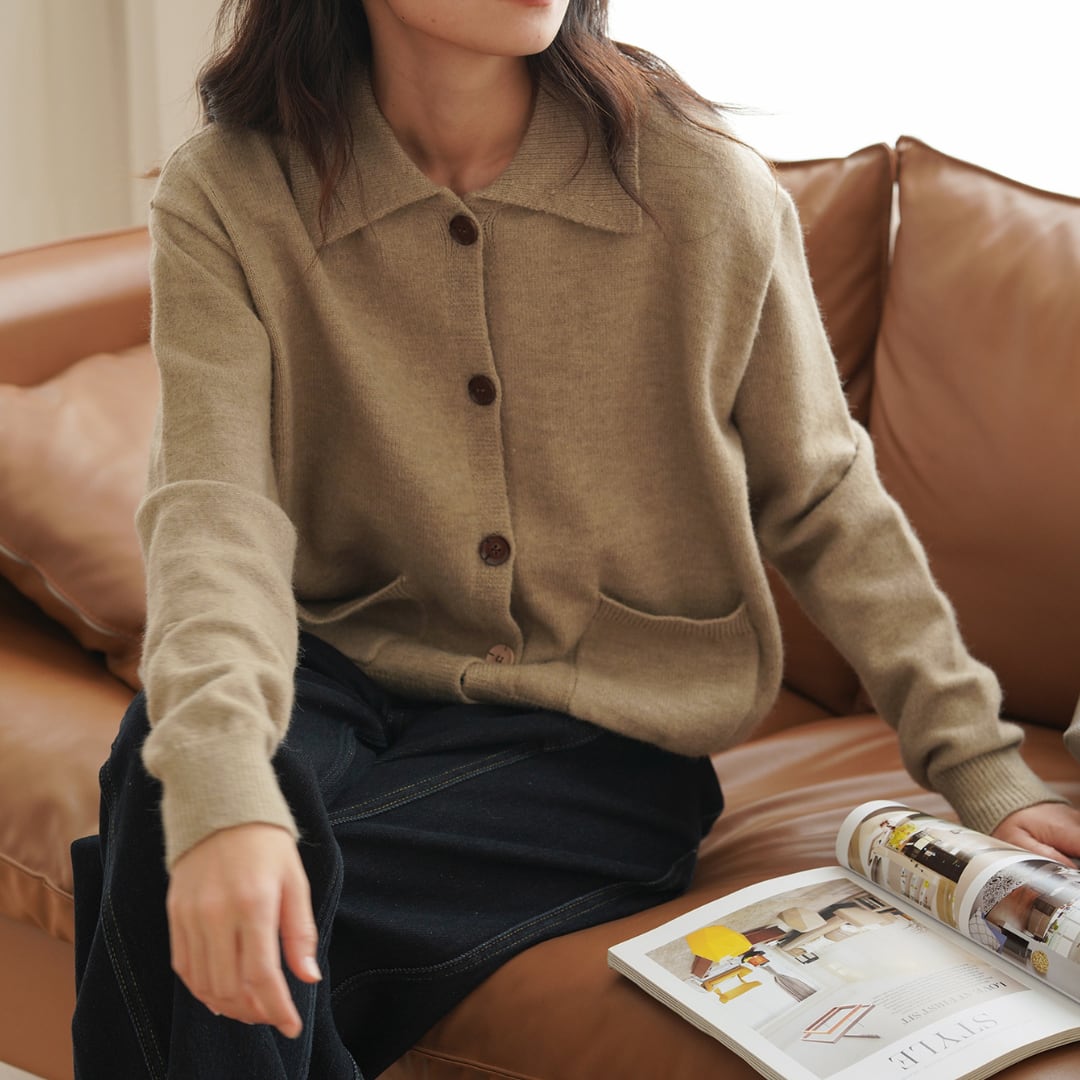 retro lapel cardigan sweater