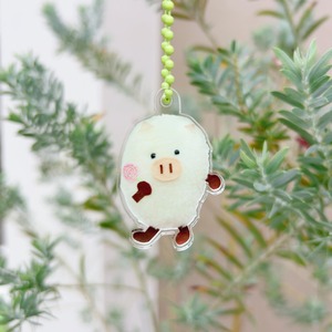 導きの白イノシシ♪  わけちゃんご利益キーホルダー