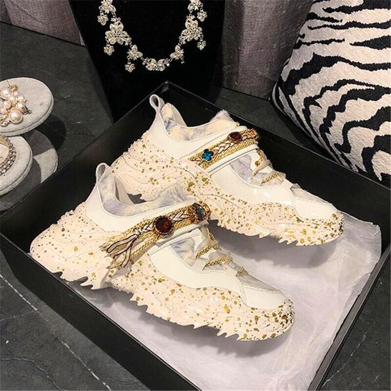 【新作】【送料無料】 レザーシューズレディース新着フリンジラインストーンストラップ厚底ホワイトスニーカーアウトドアカジュアルウォーキングシューズレディースフラットシューズ 靴 10b343955192104