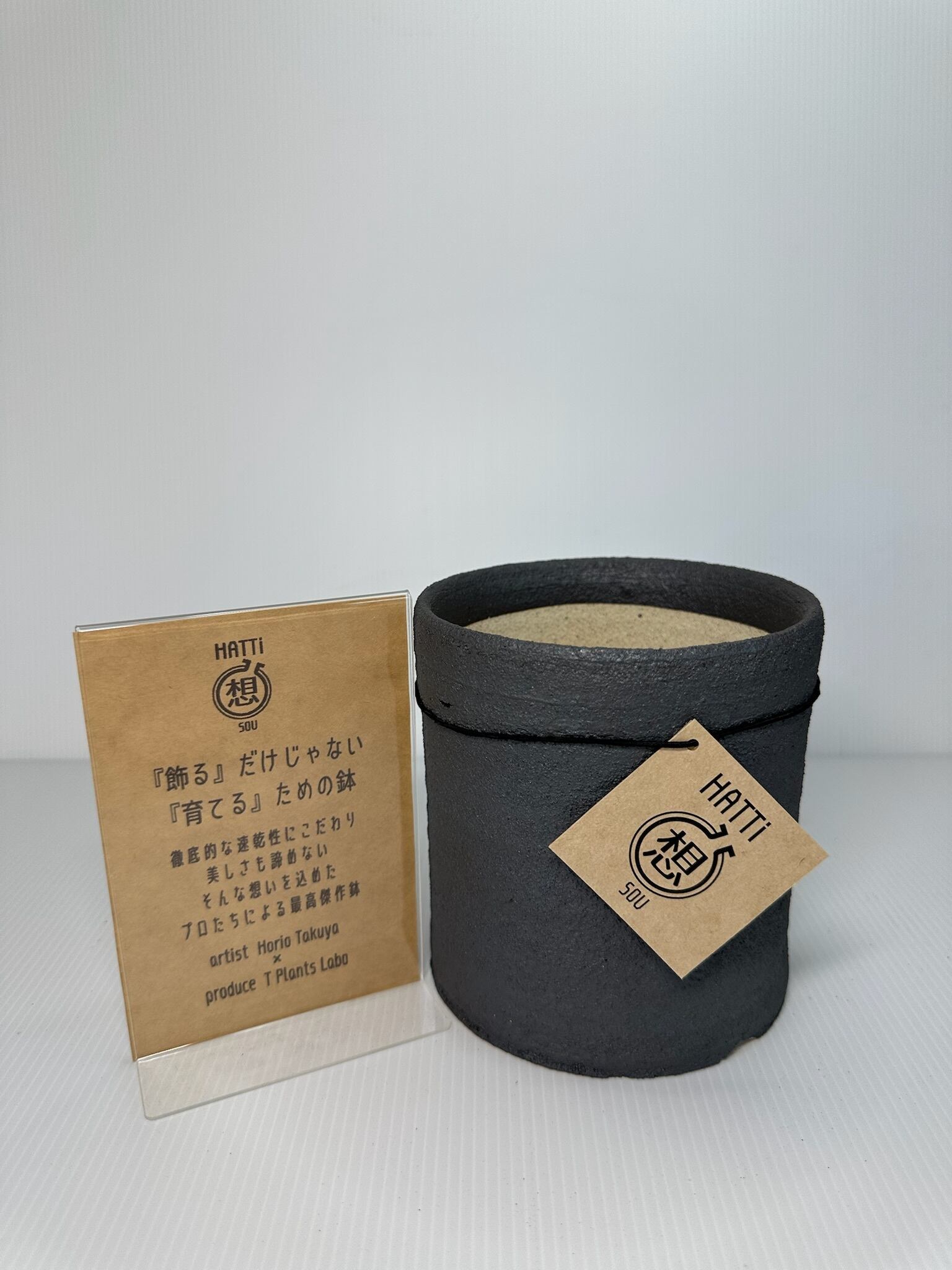 オリジナル陶器鉢【HATTi】4号 黒 無地タイプ | T Plants Labo