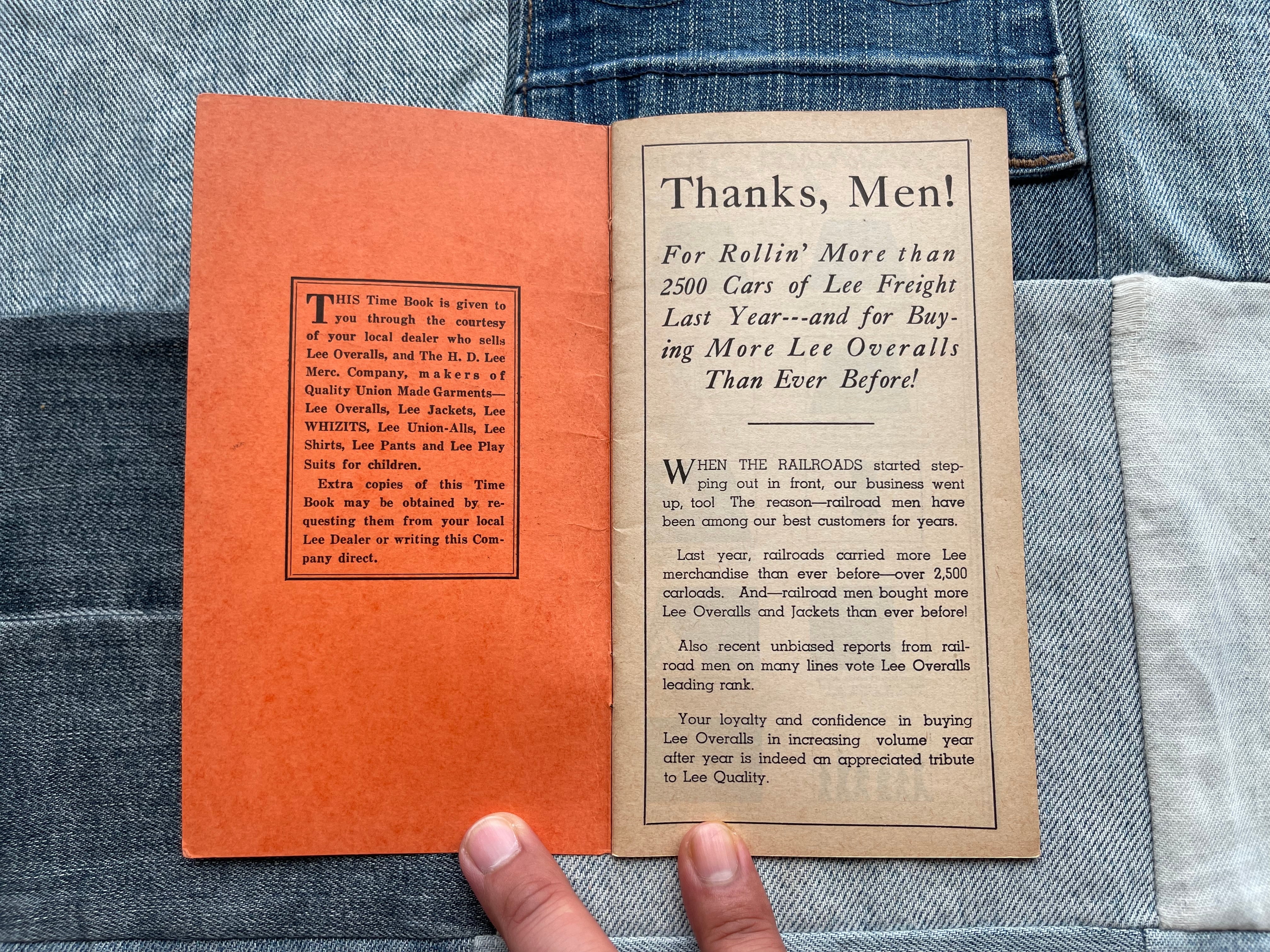 1950s】H.D.LEE COMPANY LEE OVERALL Time Book | swallows