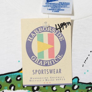 Deadstock XL 90s USA “Something Fishy” Harborside Graphics Tシャツ ハーバーサイドグラフィックス 猫 魚 ニジマス