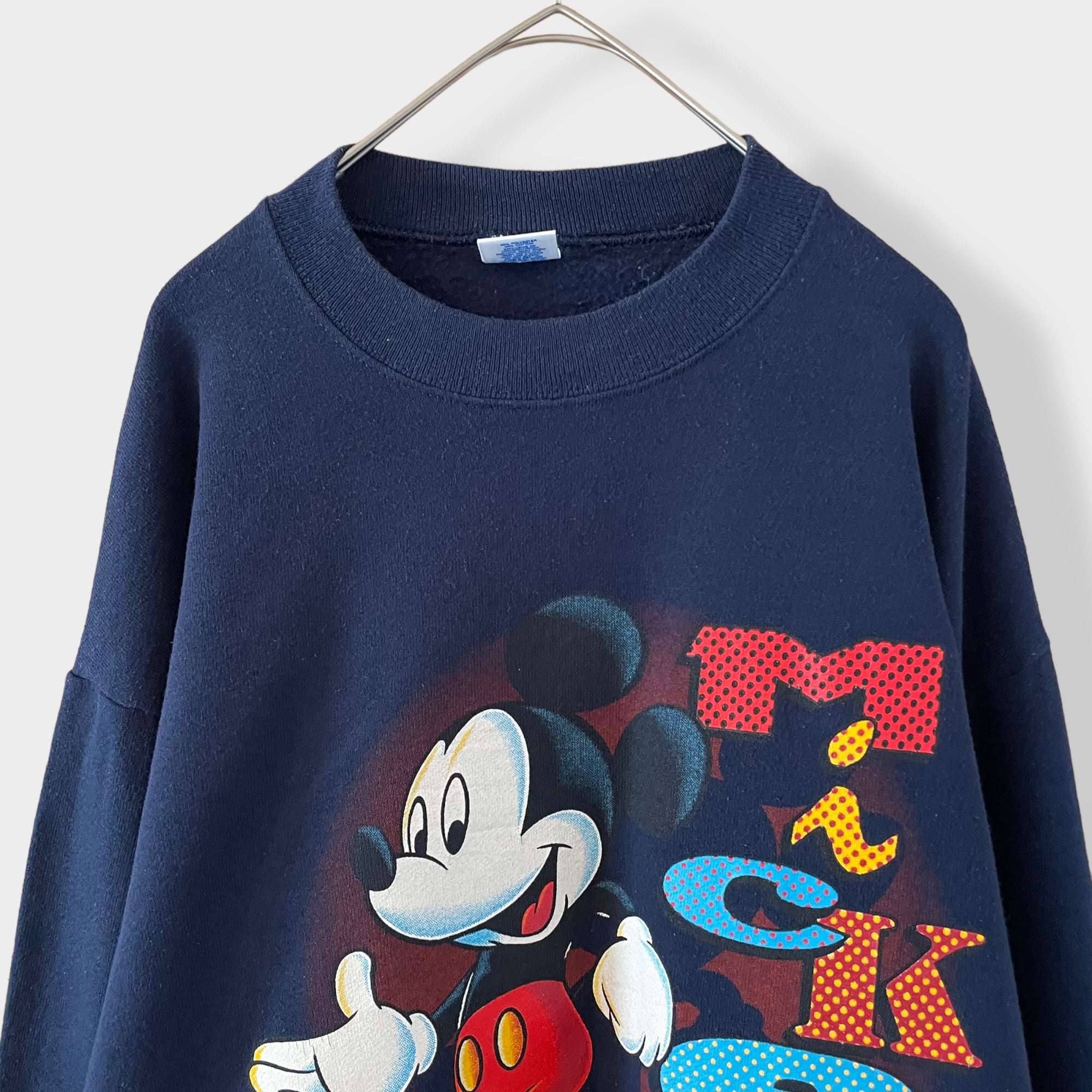 90年代 USA製 Velva Sheen MICKEY MOUSE ミッキーマウス スウェット DISNEY ディズニー ネイビー (メンズ XL)   O7794