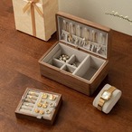 ジュエリーボックス 収納ボックス 宝石箱 木製　ハンドジュエリーポータブル　ブラックウォールナット　イヤリング　ネックレス収納　２層式　指輪　イヤリング　ネックレス　腕時計　大容量　ユニセックス　プレゼント
