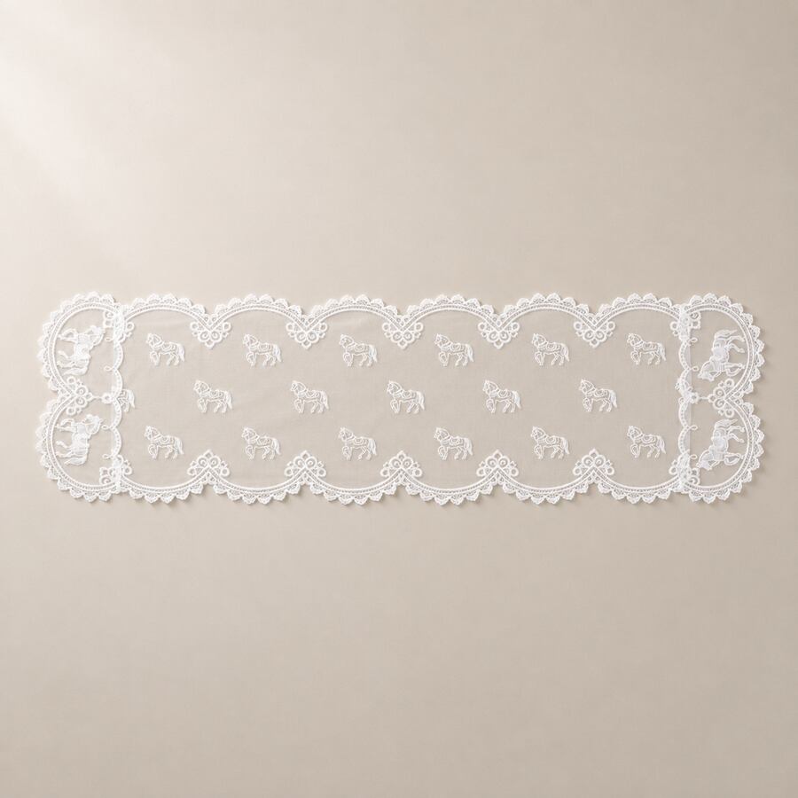 馬柄 刺繍レース ドイリー 35×120cm 輸入雑貨 RE78678