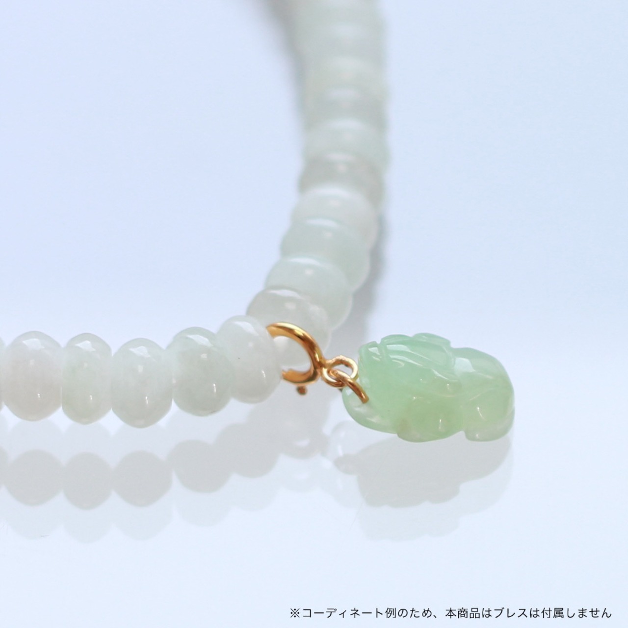 1点物！K10YG ヒキュウ「豼貅」チャーム A貨翡翠 jd_pt1275