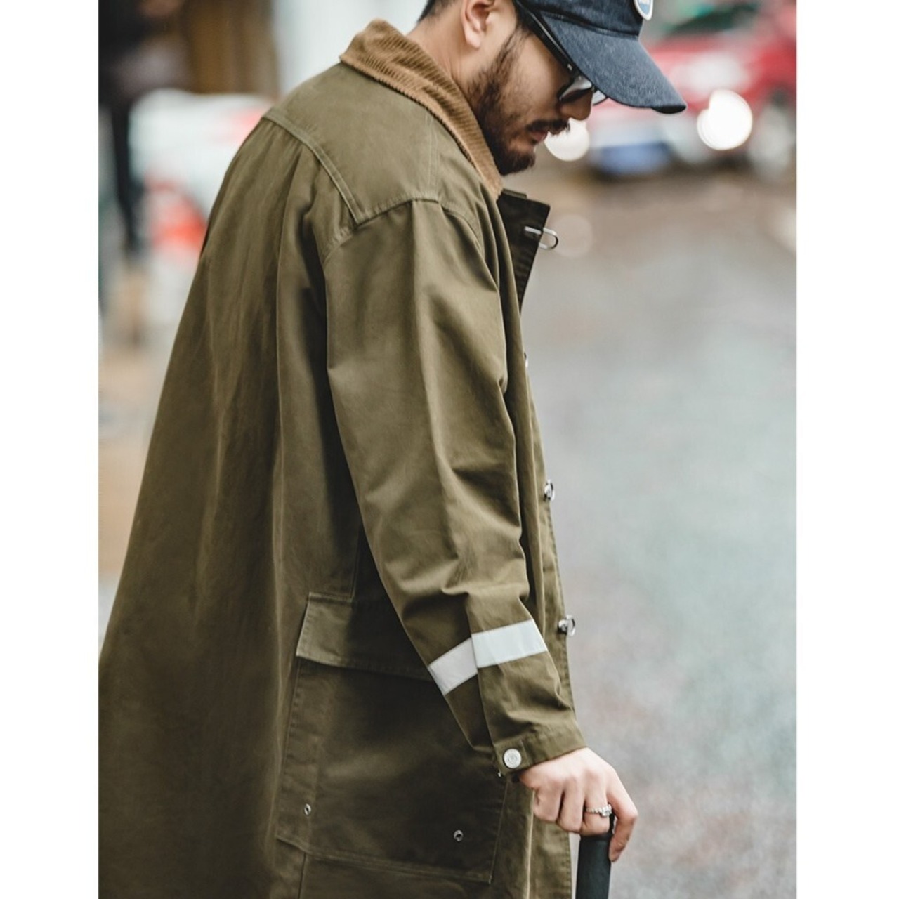 Amy Green Corduroy Collar Coat / アーミーグリーン コーデュロイ カラー コート