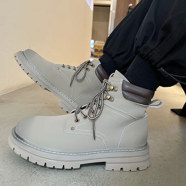 予約販売】ブーツ レザーシューズ ハイカット マット 編み上げ 革靴