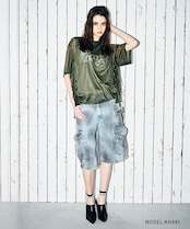 サイドフリルシフォンレイヤードTOPS (KHAKI) CQ-46083