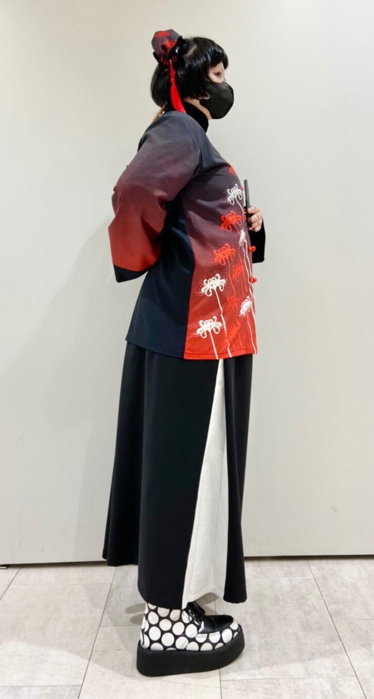 [komagire×Spide Lilyコラボ]チャイナシャツ(赤)