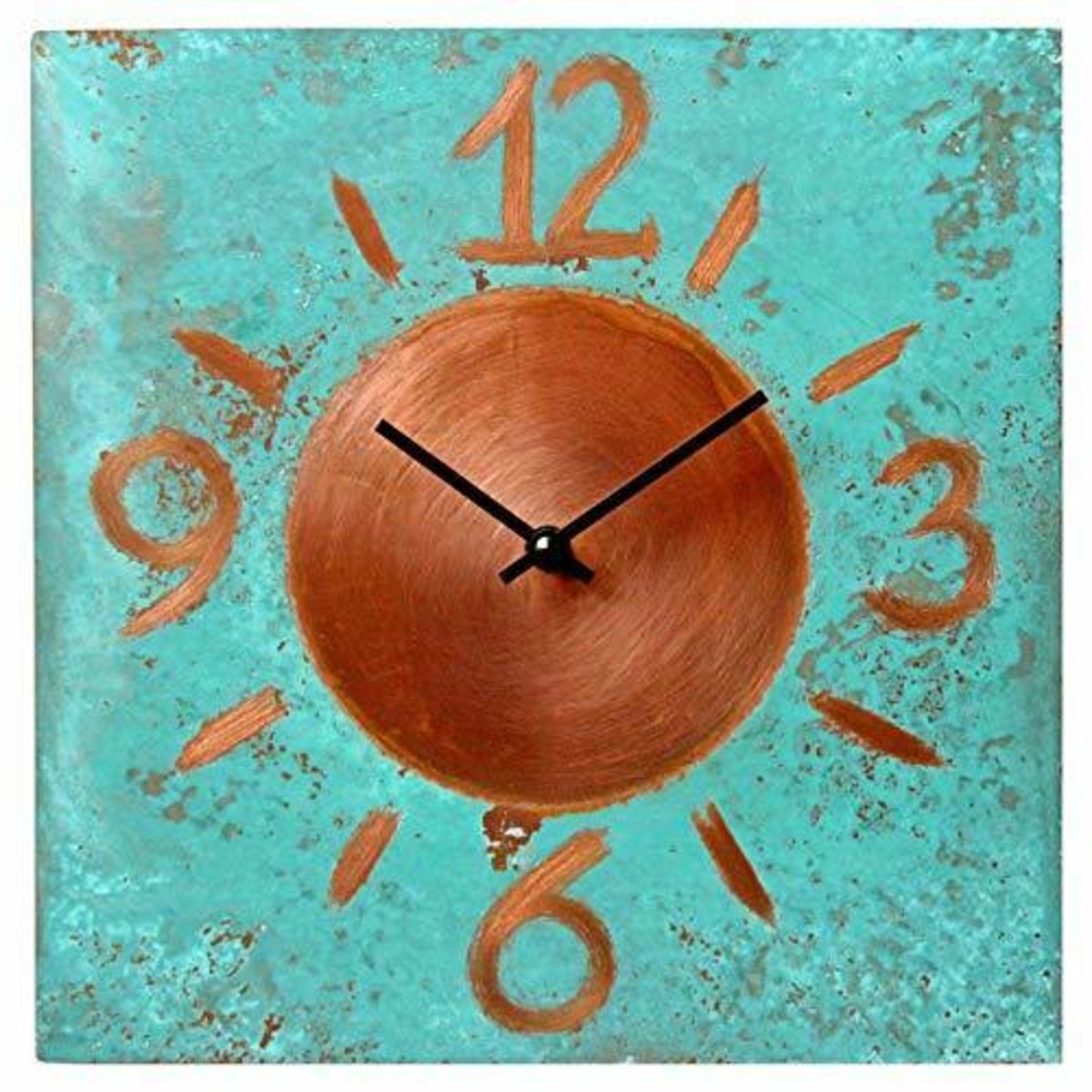 インテリア メタルクロック Square Turquoise Copper Wall Clock 12inch interiorLabo