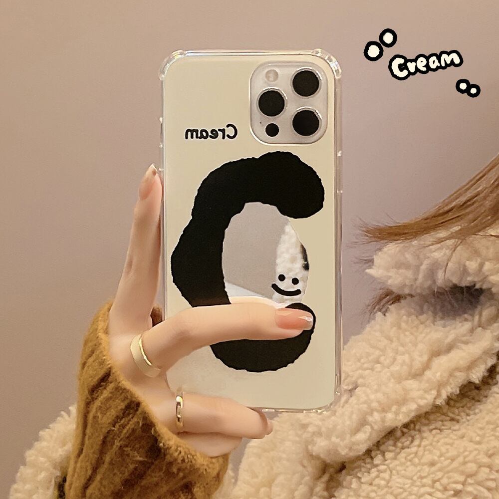 Iphone 13 対応機種 ミラー 鏡 スマイル クリーム アイフォン スマホ ケース N1060 韓国 アパレル 雑貨 スマホケース レディースファッション専門店 Obolo
