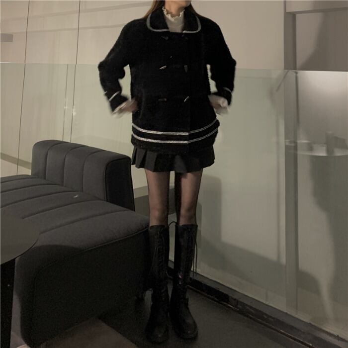 スタンダードショートルーズコート レディースオータムウィンター レトロ 秋物 冬物 モンロー20782122156