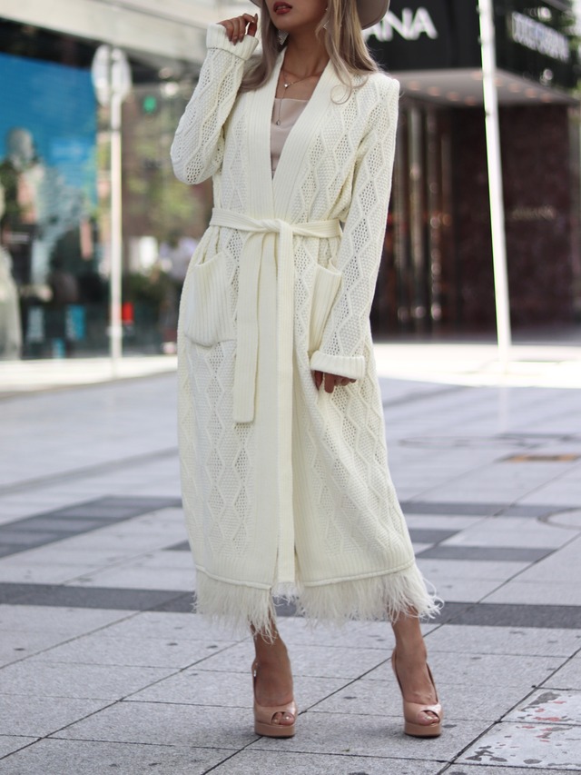 フェザーロングニットカーディガン