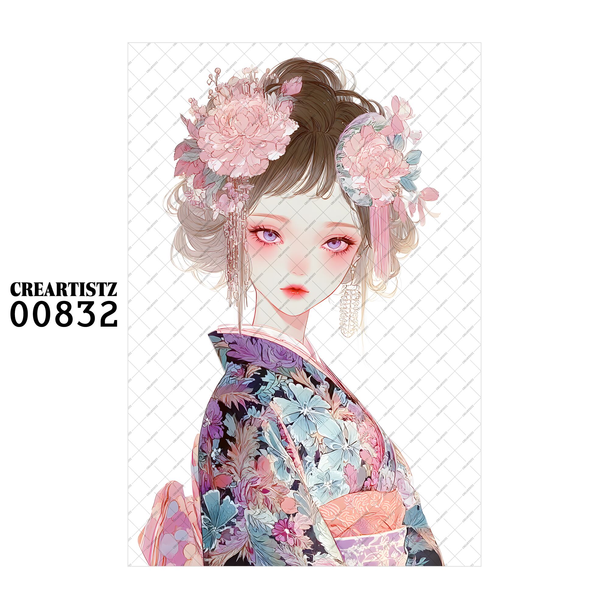 00832 ガール キュート オリジナル ペーパー/ステッカー 4枚セット CREARTISTZ